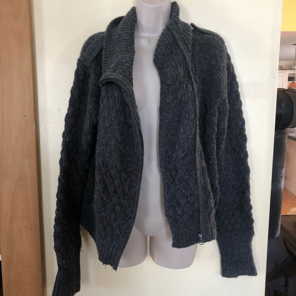 Velvet Grey Zip Up Cowl Neck Sweater L
